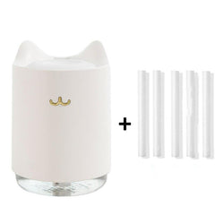 Humidificateur d'air à ultrasons 320 ml Mini USB chat blanc + 5 filtres