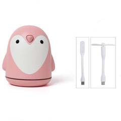 Humidificateur diffuseur d'huile essentielle pingouin USB rose + accessoires
