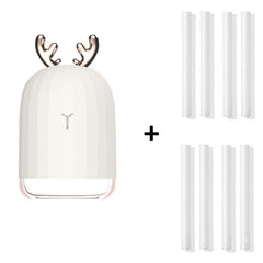 Mini humidificateur d'air diffuseur d'huile essentielle Portable veilleuse LED blanc 8 tiges coton